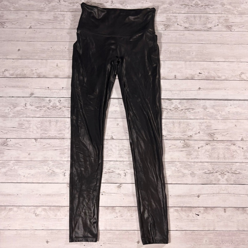 Spanx Faux Leather Leggings Black High Waisted 2437 Size Medium